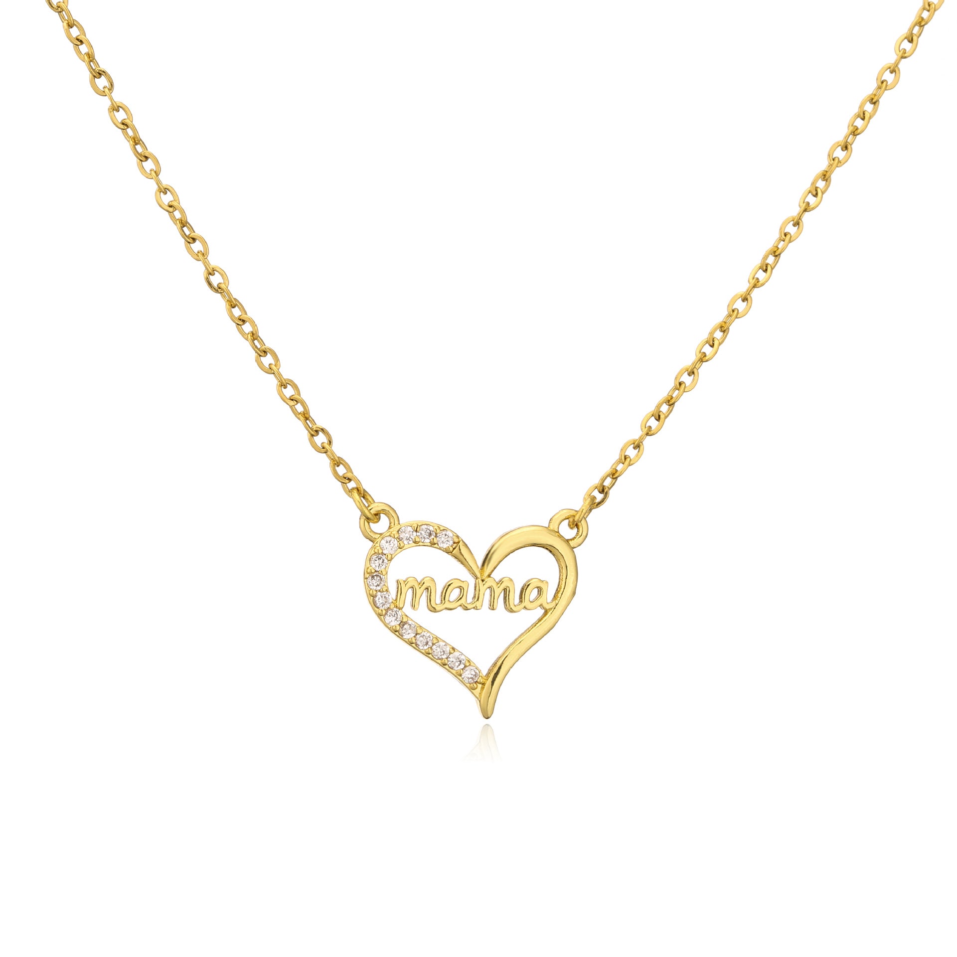 Venta al por mayor, regalo para el día de la madre, collar MAMA de circón chapado en oro de 18 quilates de cobre